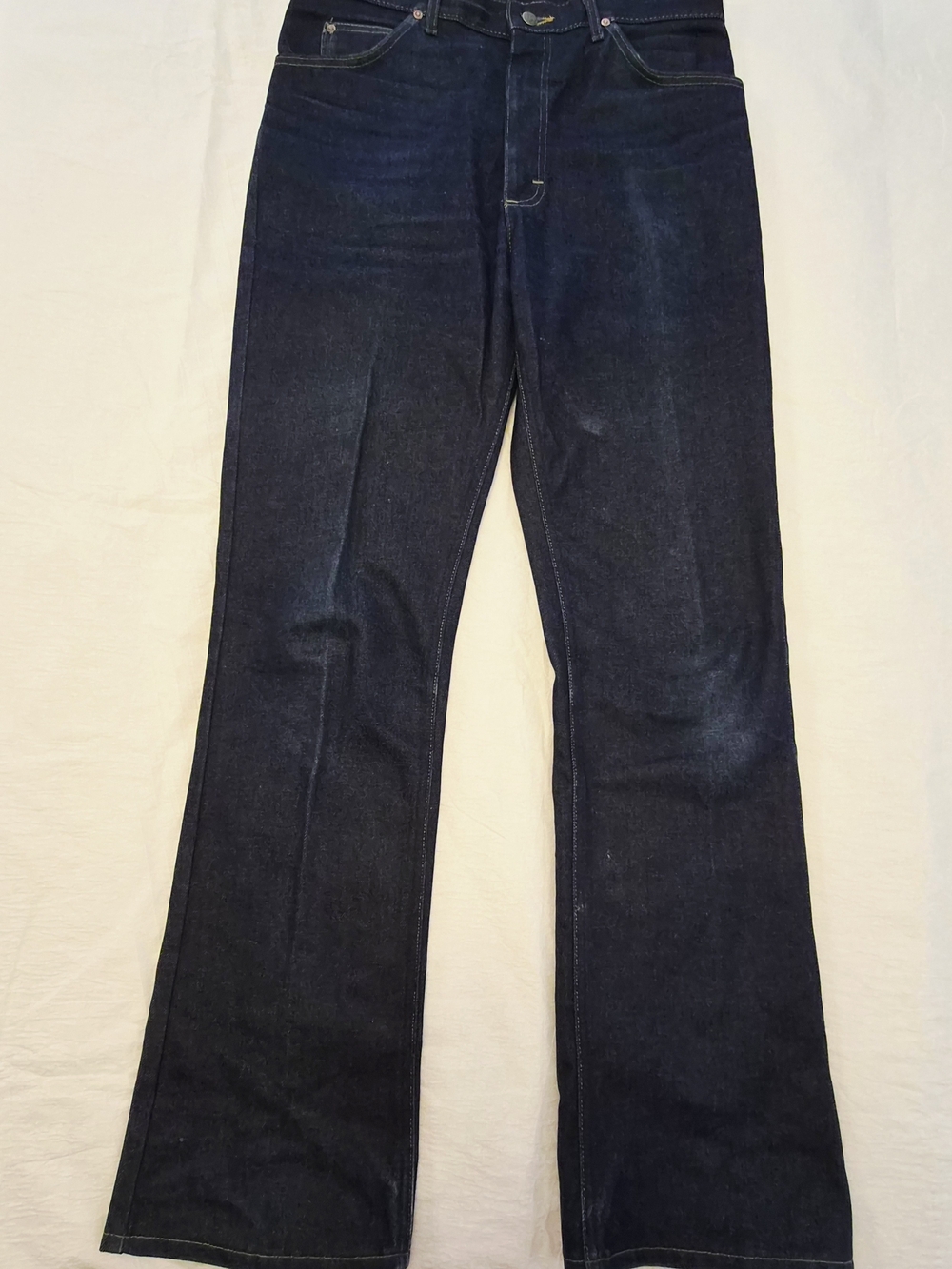 Vintage Lee Riders Bootcut Jeans Dark Wash Rigid Denim Made in USA 34x34
